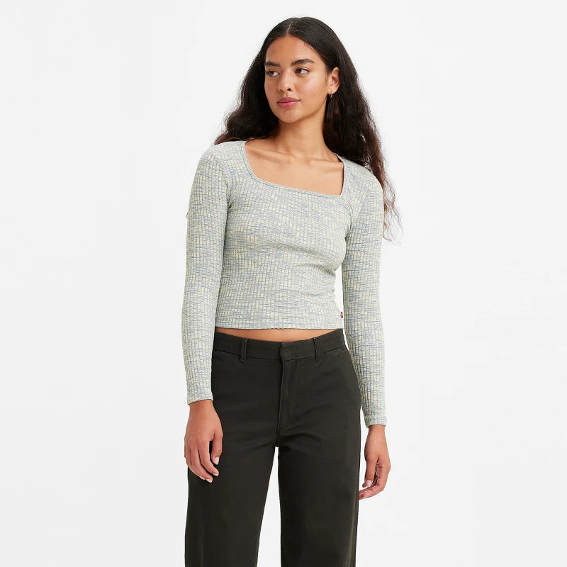 【商场同款】Levi's李维斯春季女士方领短款瘦长袖针织服A4757-0005