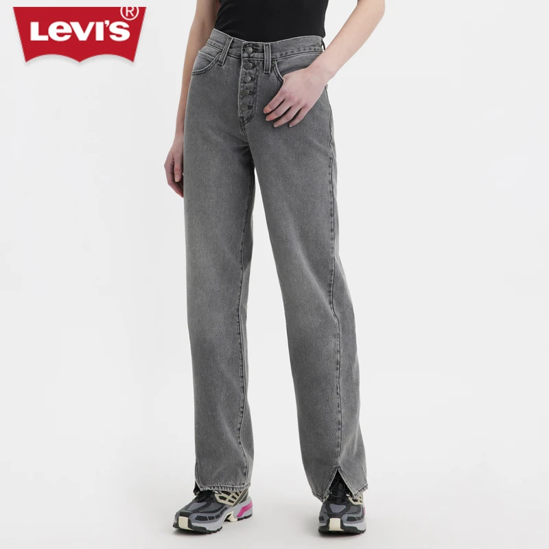 Levi's李维斯秋季新品Baggy复古女士阔腿灰色牛仔裤A6245-0001