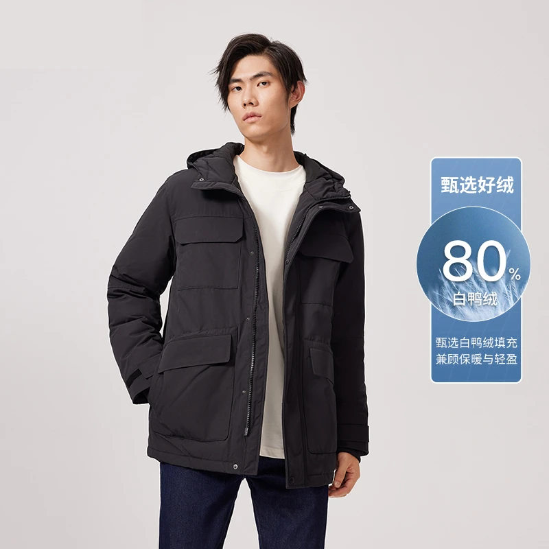 Levi's李维斯男士黑色时尚简约经典保暖工装羽绒服外套A3277-0001