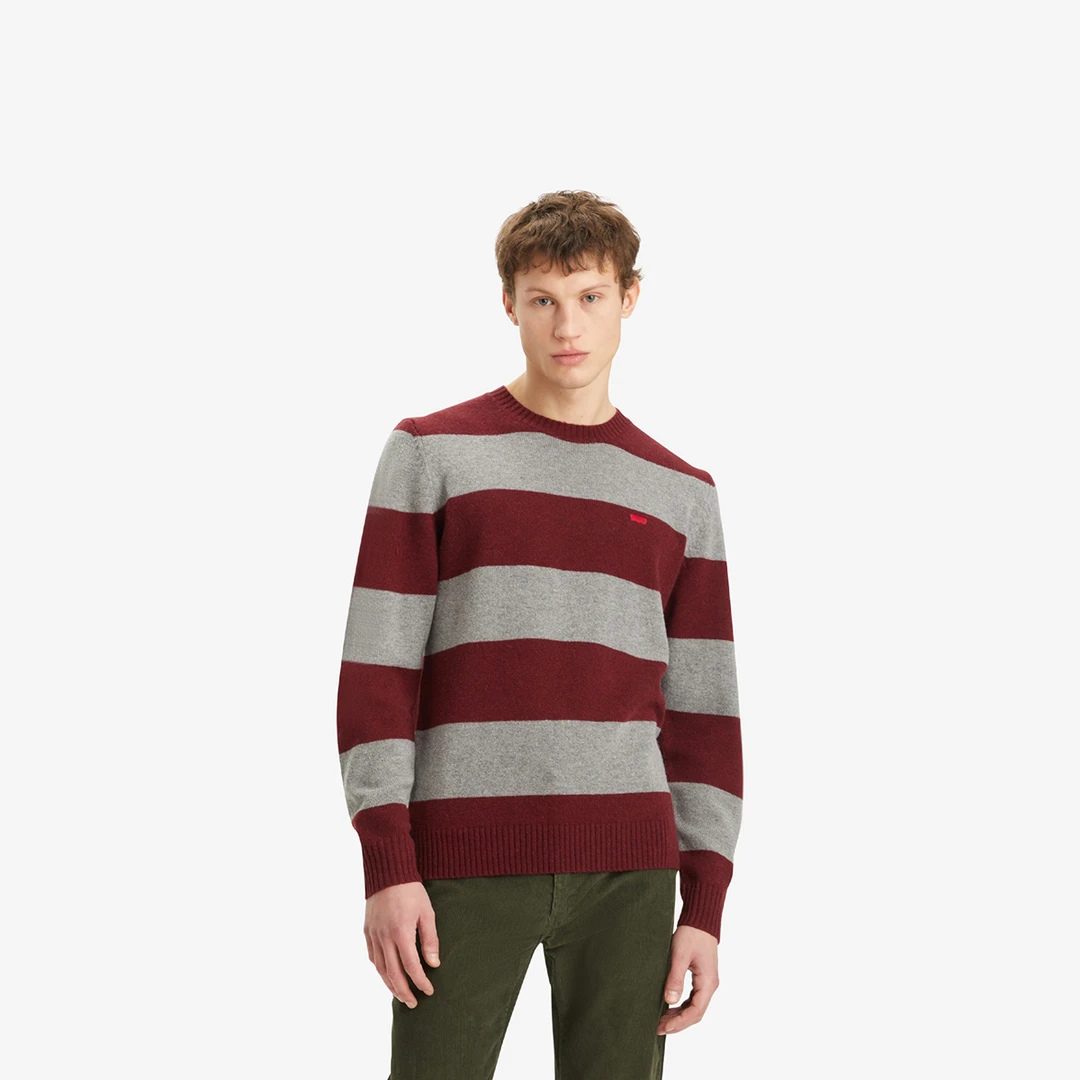 Levi's李维斯男士宽松美式条纹长袖经典拼色毛衣A4320