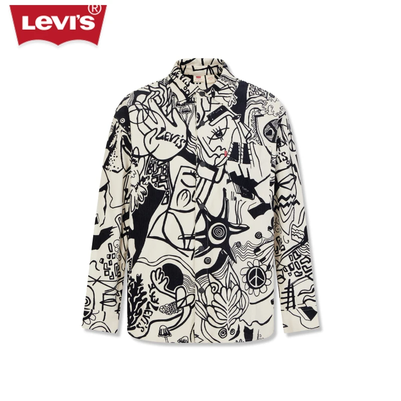 【商场同款】Levi's李维斯23新品男士涂鸦设计潮长袖衬衫A6808-0001
