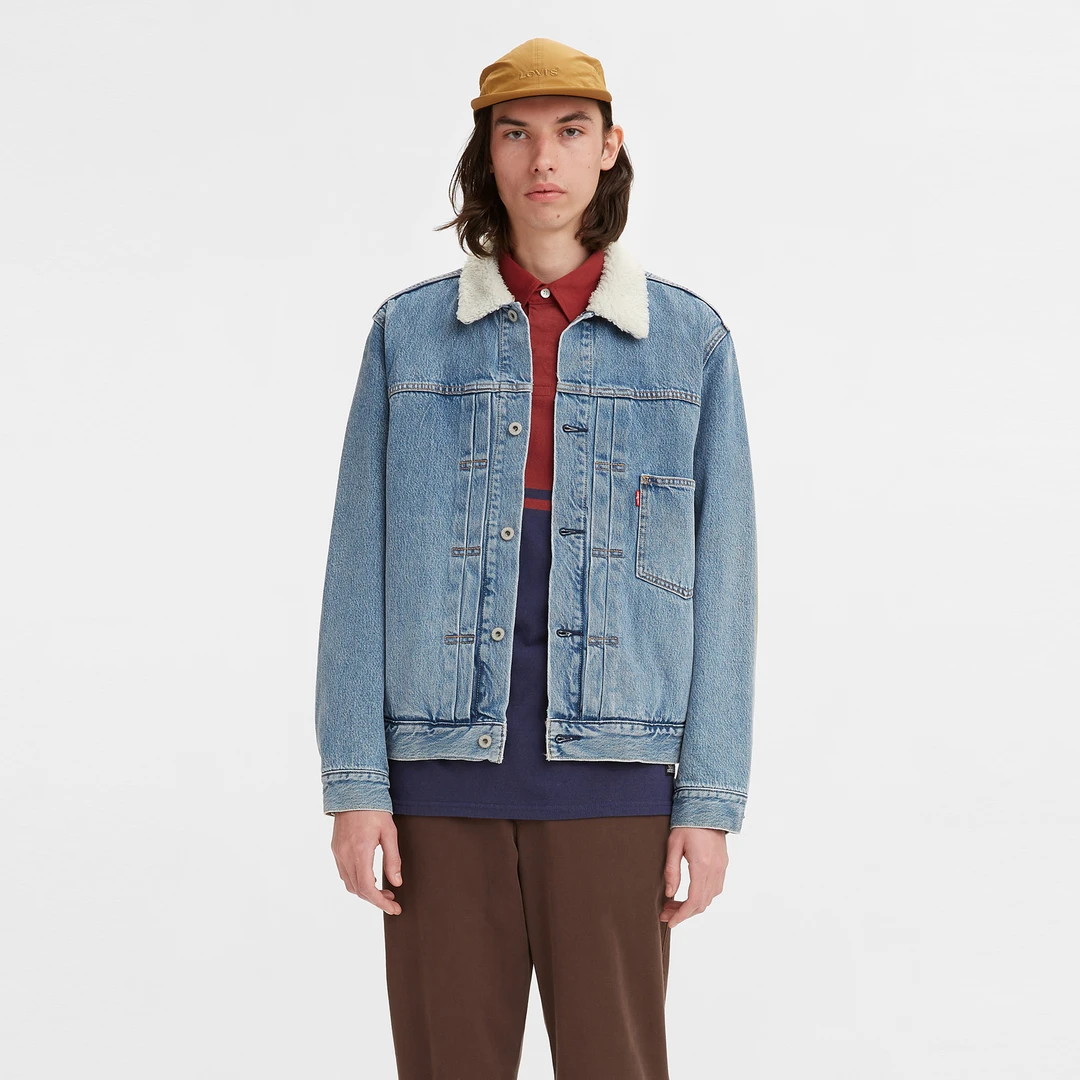 【商场同款】Levi's李维斯春季男士仿羊羔绒牛仔夹克A4080-0000