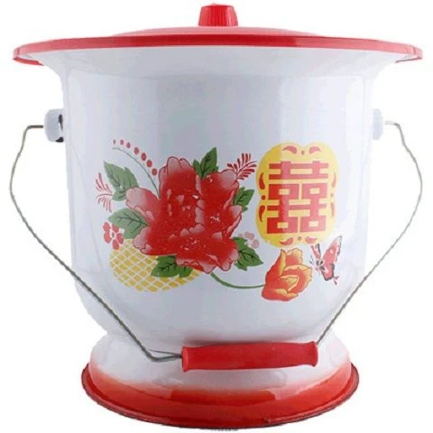 珐琅搪瓷尿桶防滑老式成人大室内夜间高脚坐便器尿壶防臭痰桶家用