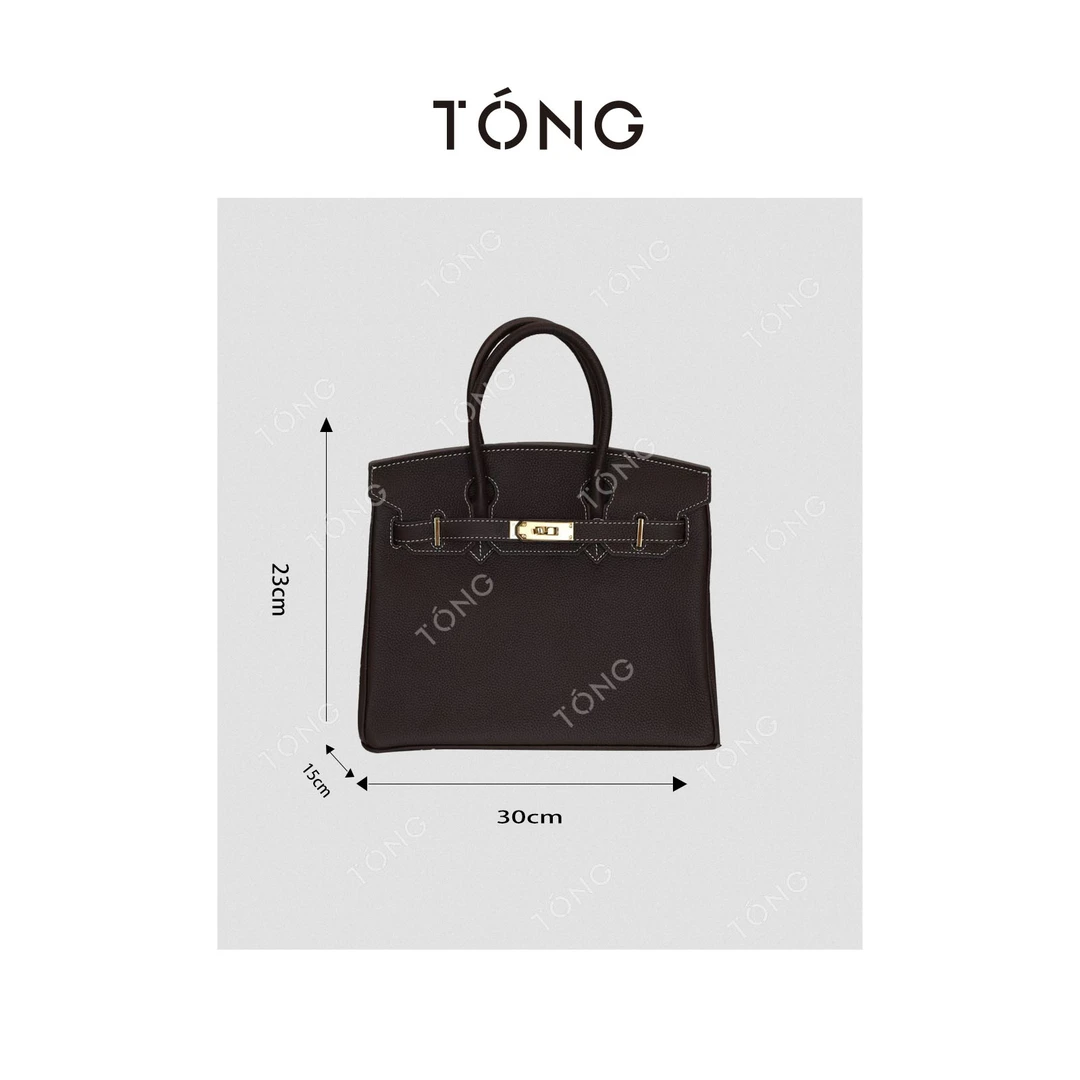 【意式罗兰】高级质感牛皮铂金包手工荔枝纹真皮轻奢女包GS006