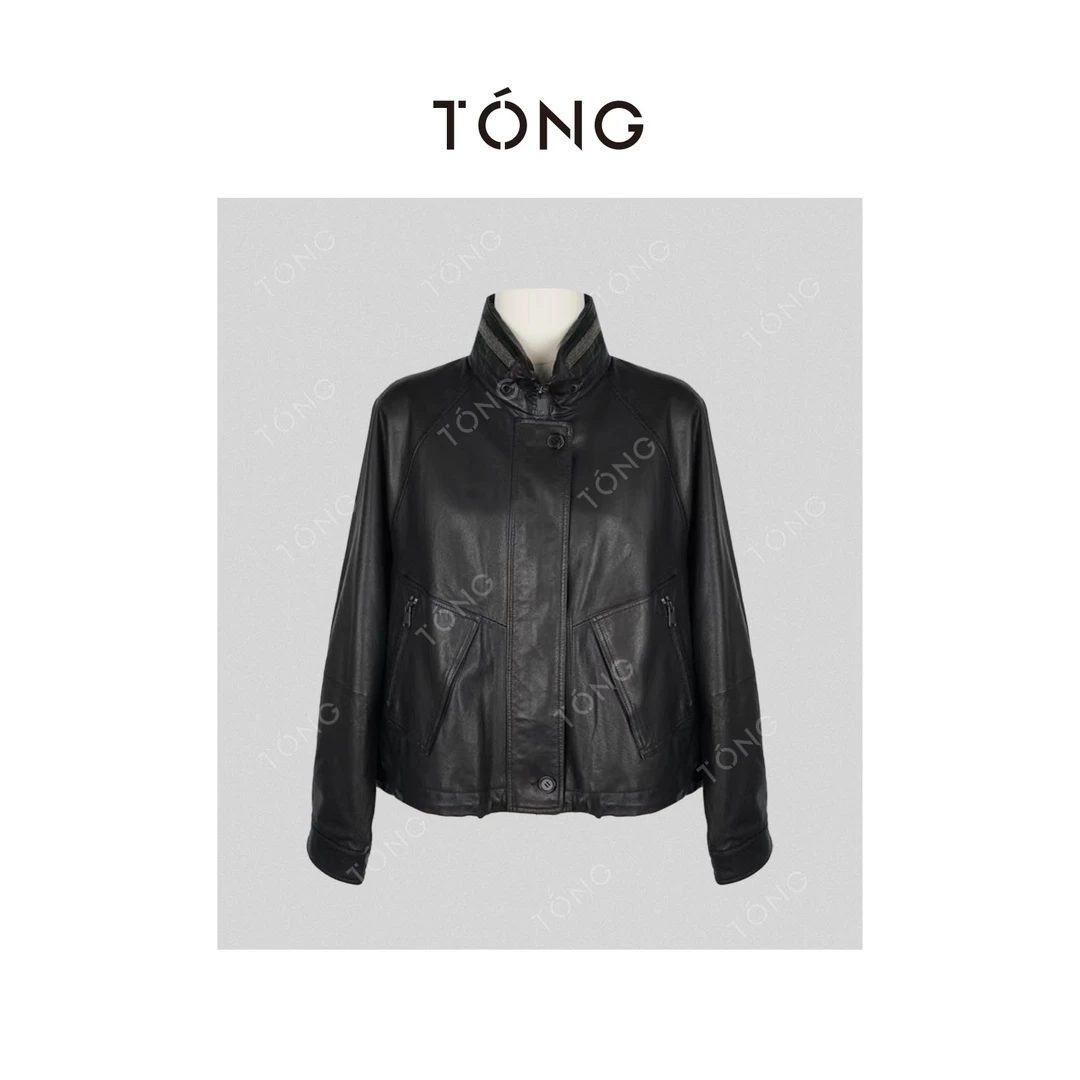 【优雅的风】带帽款西班牙进口小羊皮皮衣外套 GA0281