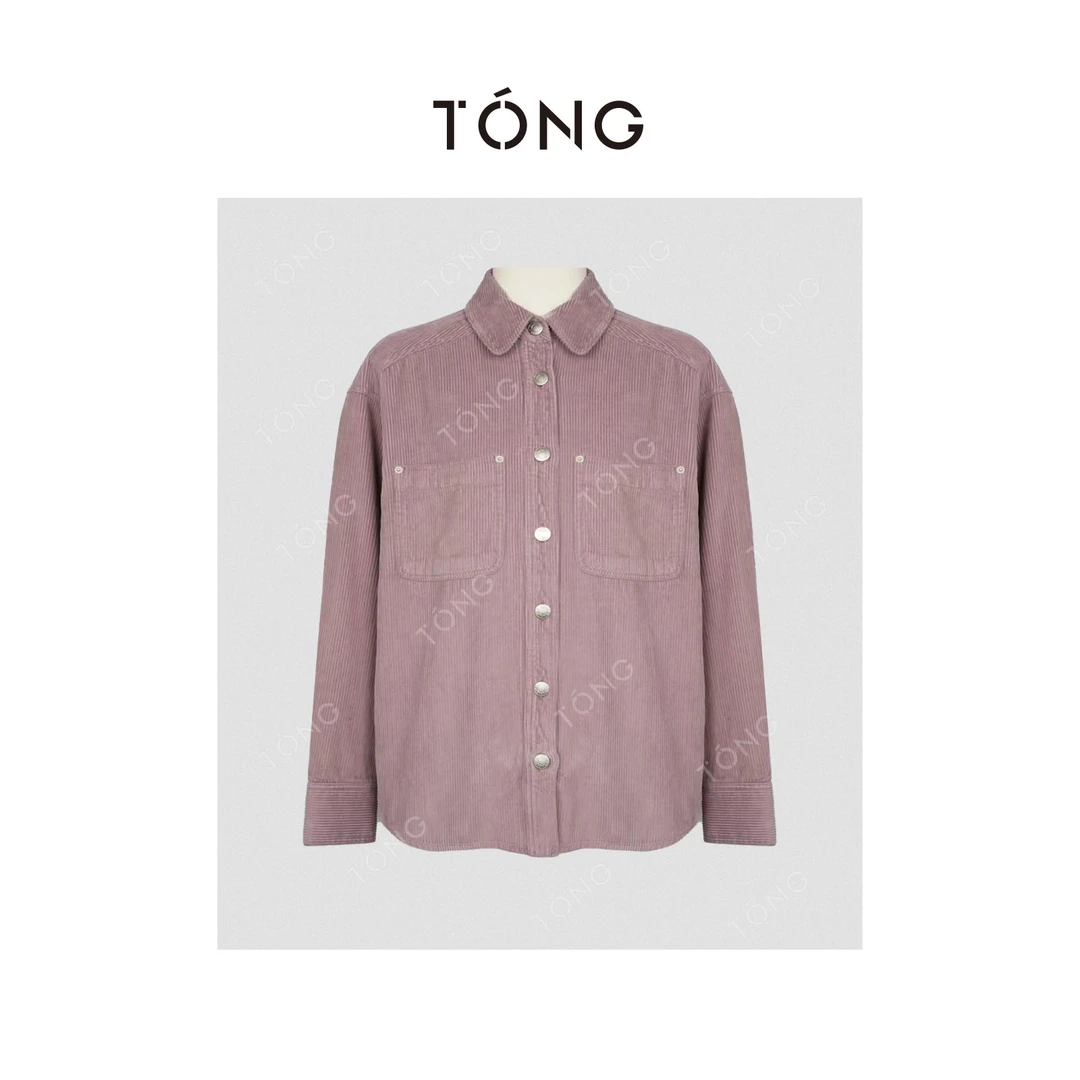 【优雅自己】条绒特调颜色显白粉色衬衫外套 GB0046