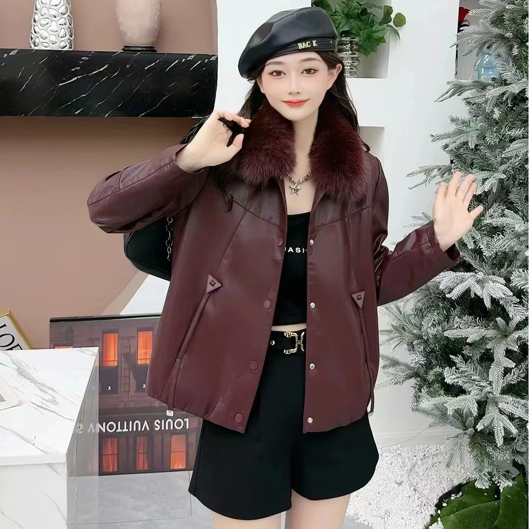 【新粉专享】2024冬季新款时尚百搭活毛领加绒加厚女士外套（款三角）