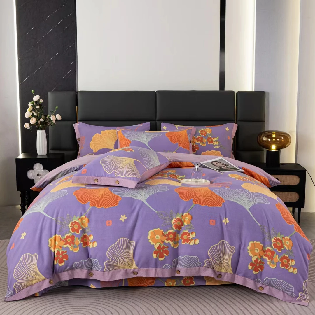 【好温馨专享】 轻奢色织双层纱亲肤四件套-银杏叶1