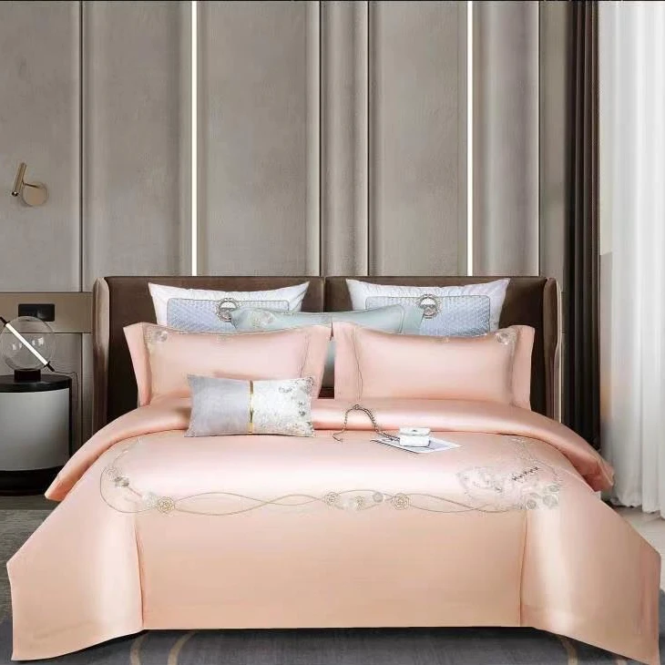 【好温馨专享】 高端精品100支匹马棉刺绣四件套-凯瑟琳-香橙玉