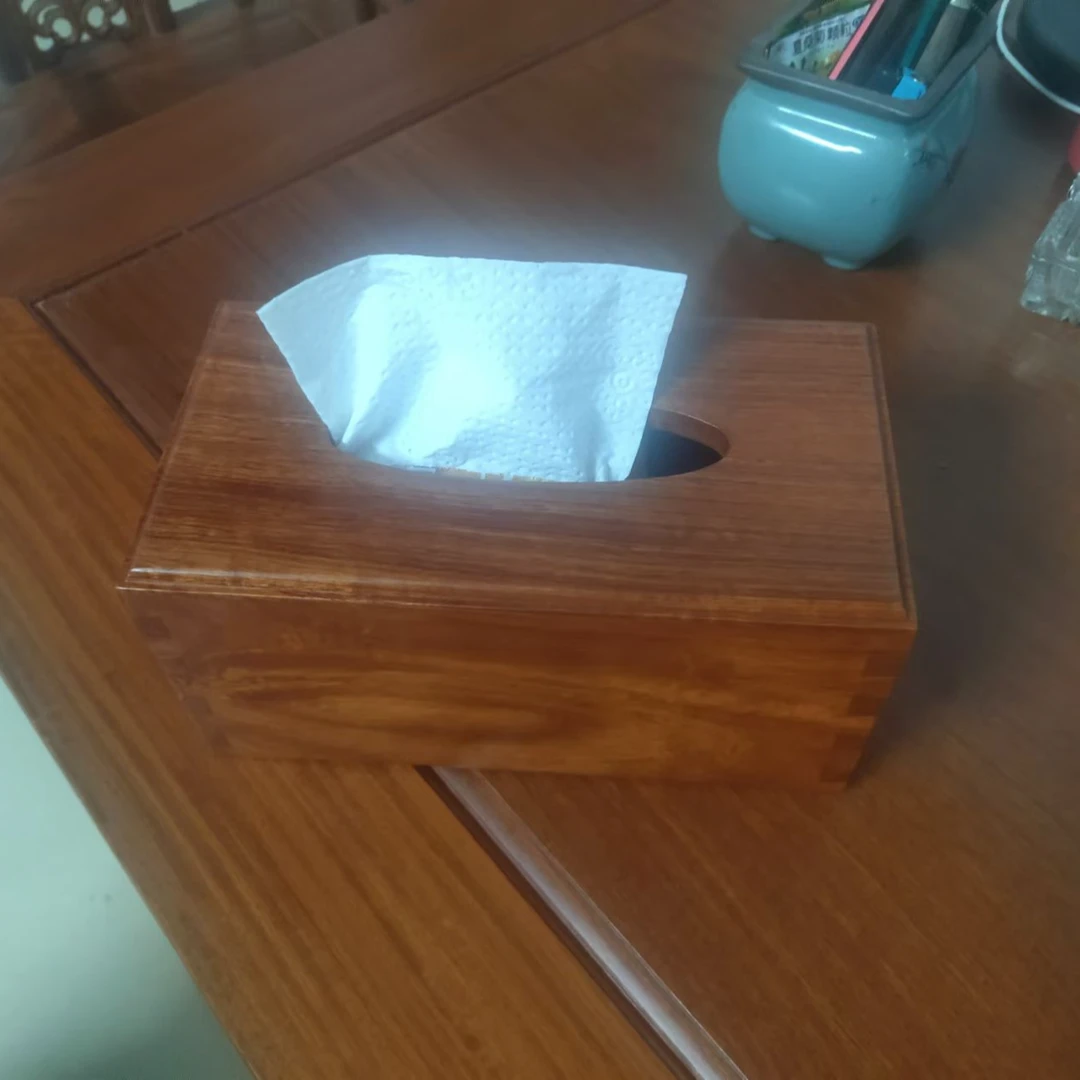 缅甸花梨木实木整板纸巾盒尺寸：21×12×10.5厘米