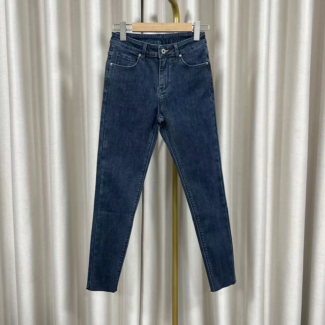 D1440浅蓝色牛仔裤秋百搭潮流复古简约修身小脚时尚九分裤R3340