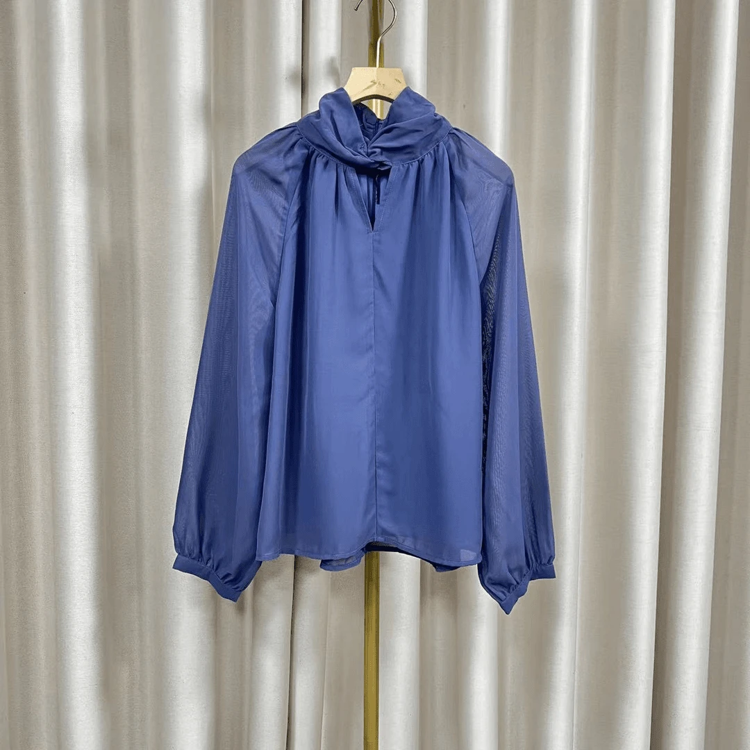 H2459时尚流行复古绝美长袖衬衫款别致通勤设计小众减龄衬衣W459