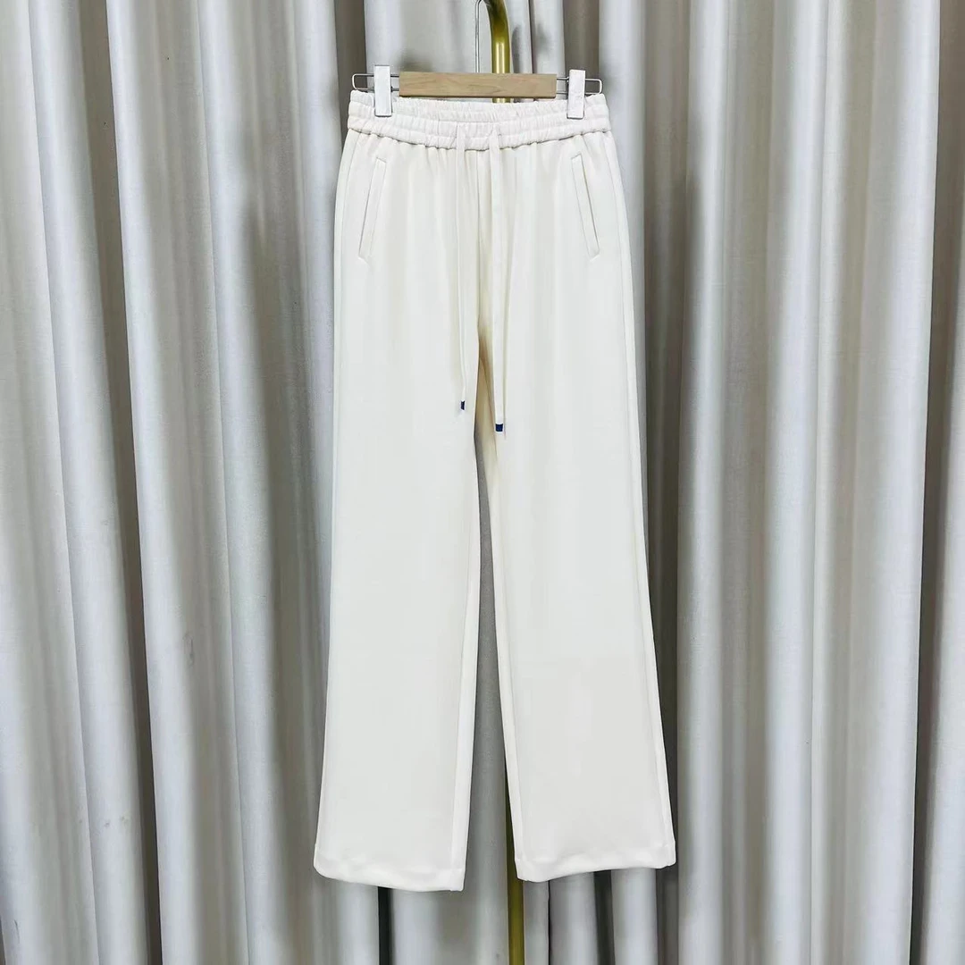 X2793大长腿软糯垂滑阔腿长裤女纯色坠感拖地休闲直筒裤遮肉显瘦