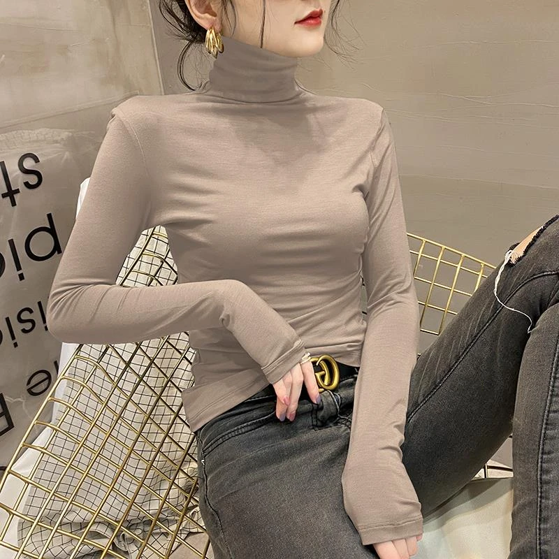 莫代尔高领打底衫女高档春秋冬内搭长袖2025新款洋气欧货薄款上衣