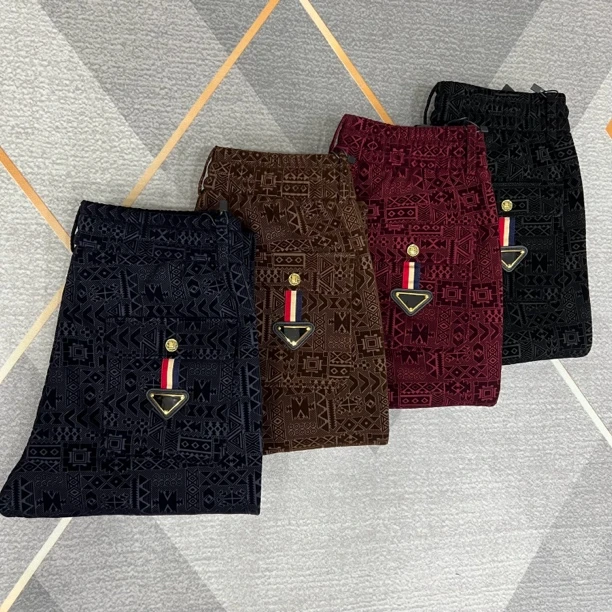 秋冬新款透气舒适弹力时尚潮流植绒面料小直板时尚休闲裤【2501】