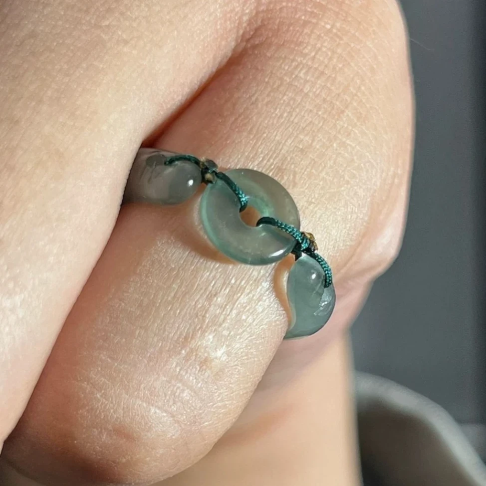 铜合金亚克力戒指  新中式平安扣戒指女2023年新款简约国风小戒指