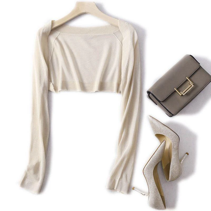 法式小坎肩针织防晒开衫披肩夏季薄款配吊带裙子修身外搭高腰长袖