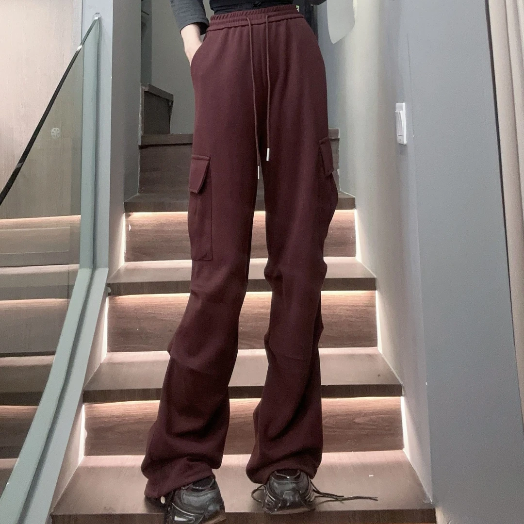 【缘姐精选】欧货工装卫裤女新款运动休闲宽松直筒阔腿裤子