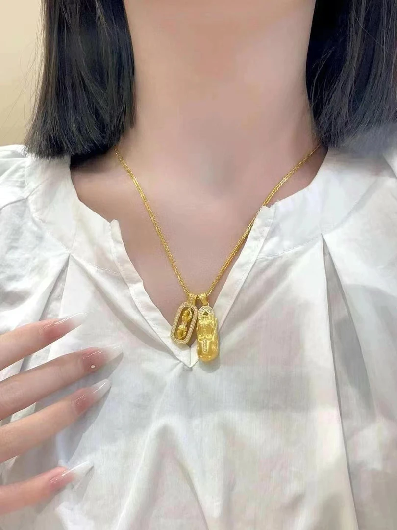 钛钢仿珍珠项链 韦雪同款貔貅金刚杵项链【218】古法气质手工轻奢