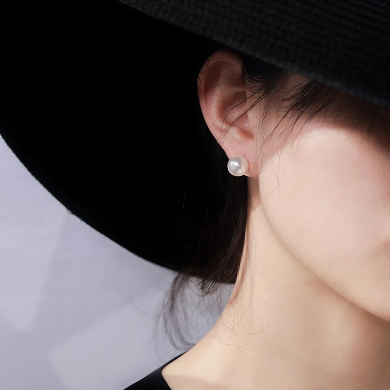 925银仿珍珠银制品 Fever同款珍珠耳钉大颗正圆复古【280】