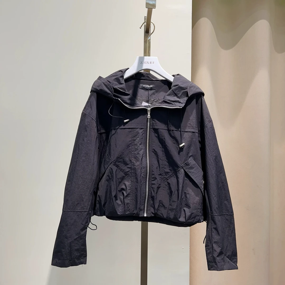 麦寻WASCQ011新款韩版宽松休闲连帽抽绳短款外套冲锋衣上衣潮女生