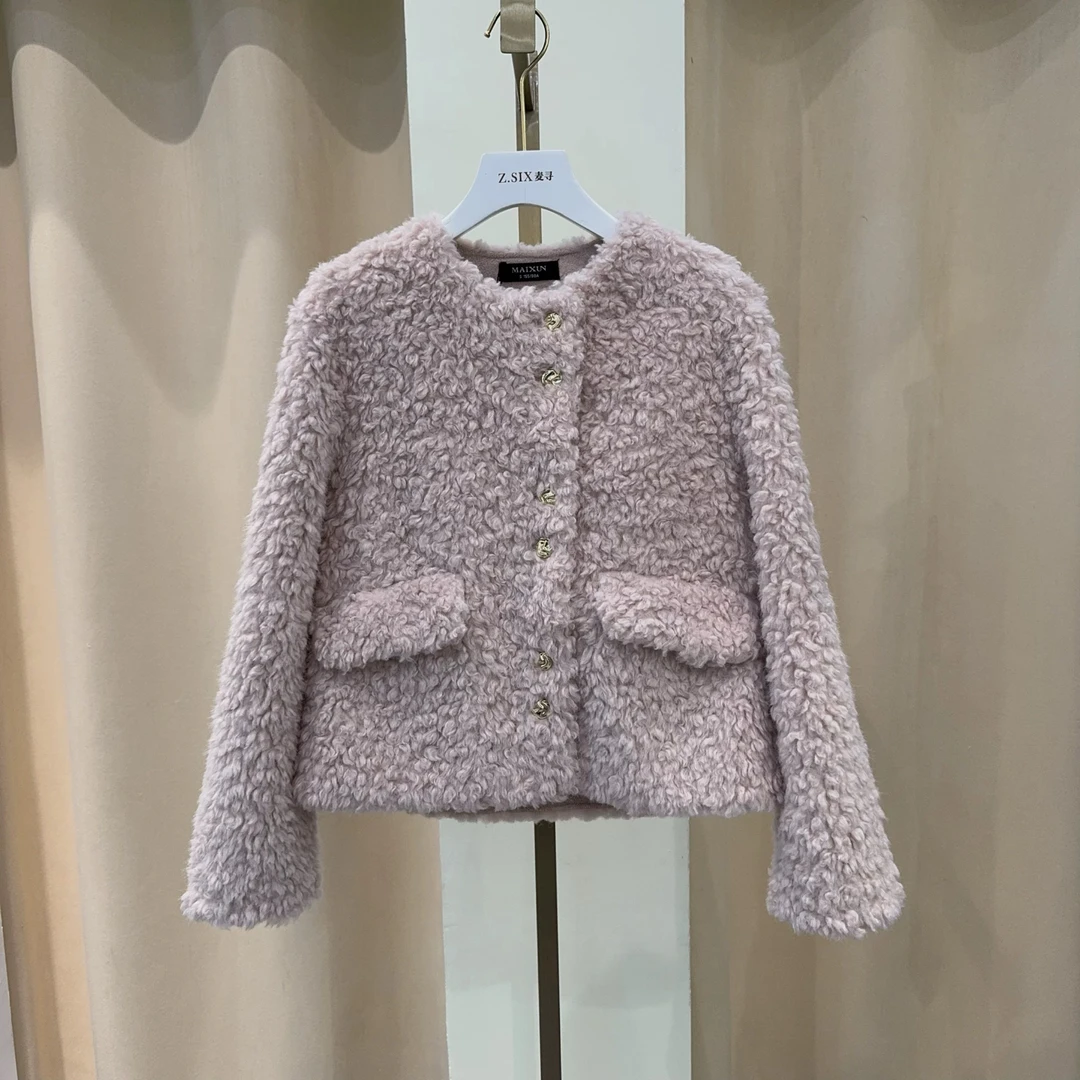 麦寻WASLQ012冬季新款短款外套皮毛一体云粉时尚保暖百搭淑