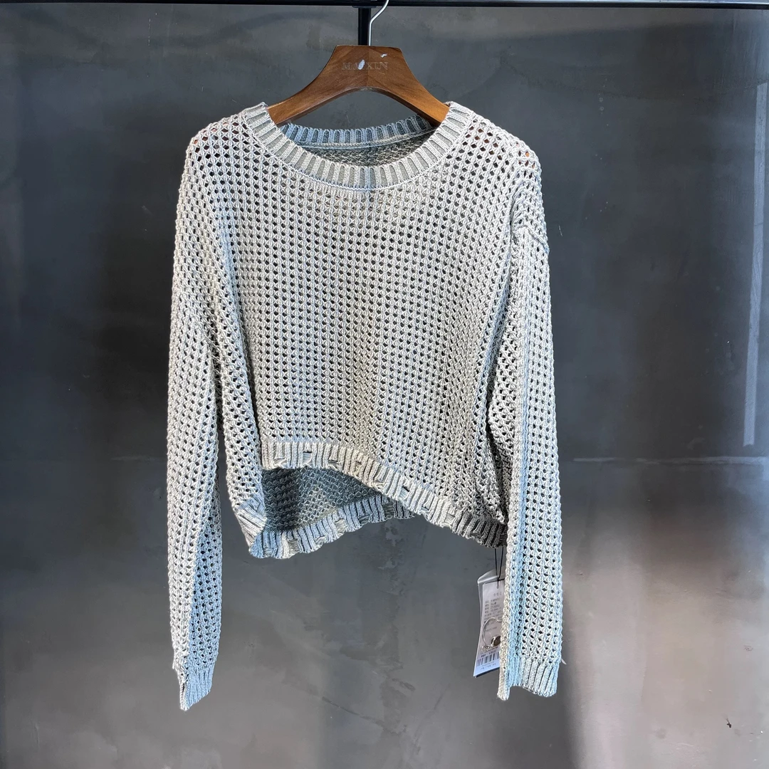 麦寻女装正品2024秋季新款设计感镂空长袖针织衫女ZTLGQ002