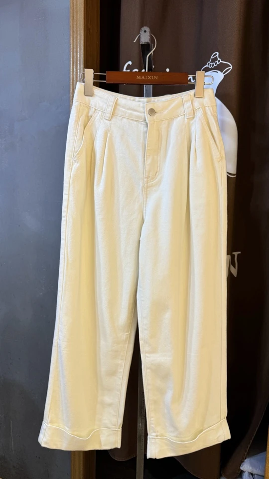 麦寻女装KCXBQ029秋新款休闲裤女高腰宽松显瘦直筒阔腿奶奶裤