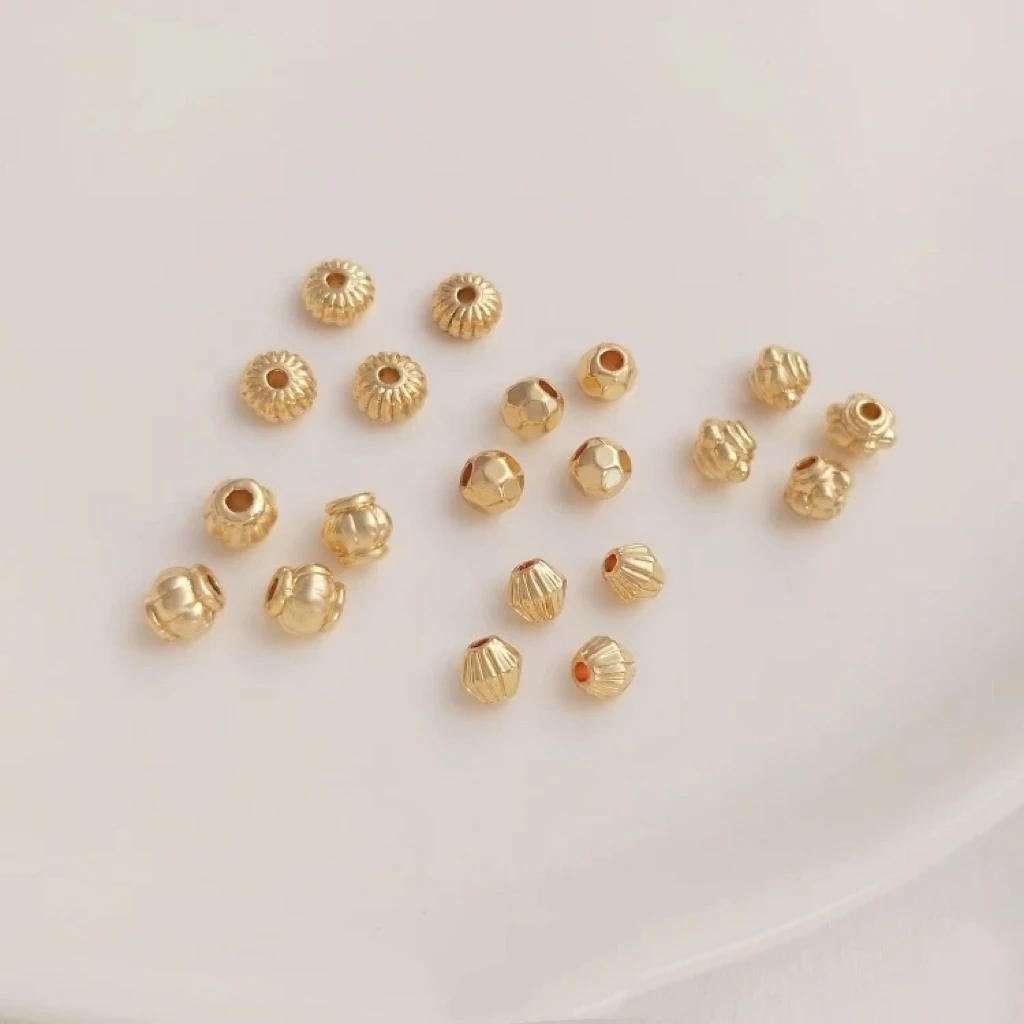 14K包金保色切面珠南瓜珠灯笼珠菱形隔珠diy手链散珠饰品配珠材料