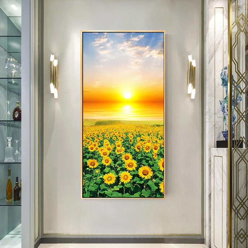 向日葵风景新款十字绣线绣客厅手工刺绣简约现代玄关简约现代走廊