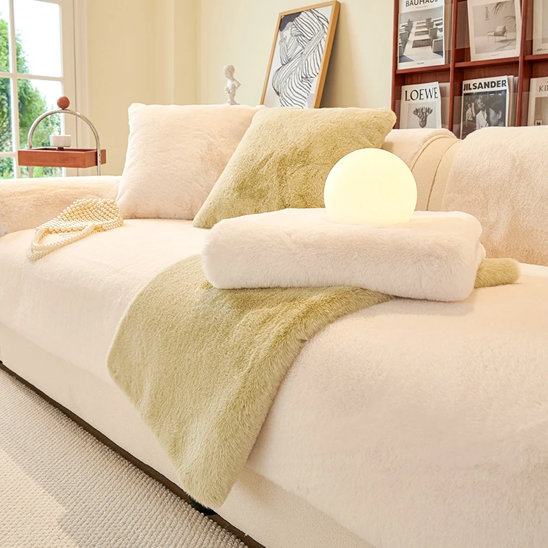 皮草级小兔绒沙发垫秋冬毛绒沙发套罩皮沙发防滑盖布巾加厚坐垫子