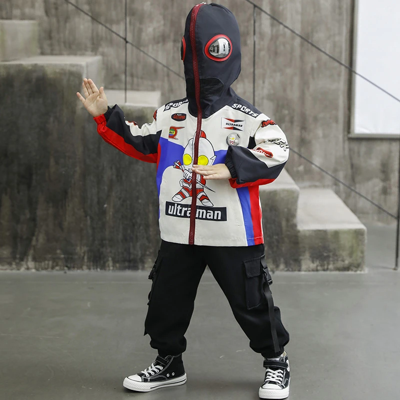 奥特曼男童秋季连帽冲锋衣儿童户外防风外套2024新款迪迦衣服春秋