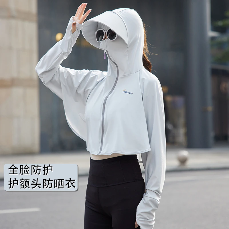 全脸防晒护额头遮脸户外骑车冰丝防晒衣服透气遮阳薄款外套女夏季