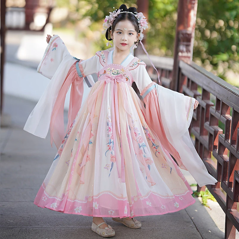 汉服女童春夏2025新款儿童古装秋款国风超仙唐装女孩古风公主中秋