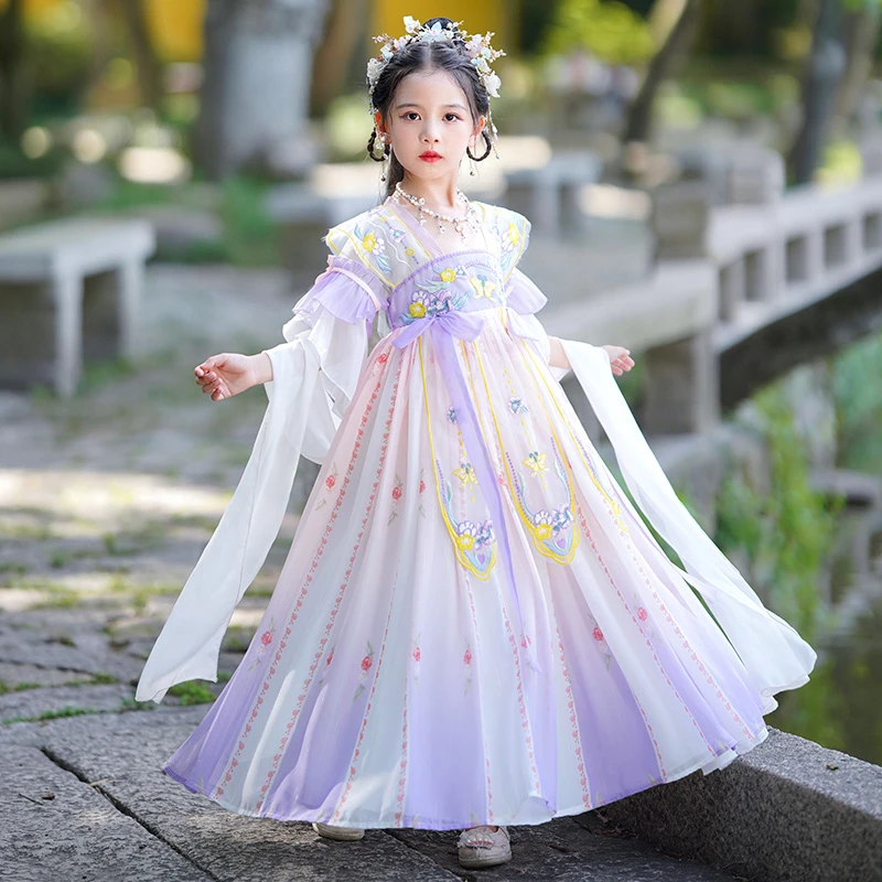 汉服儿童春款古风开学礼仙气小女孩中国风夏款轻薄唐装儿童连衣裙