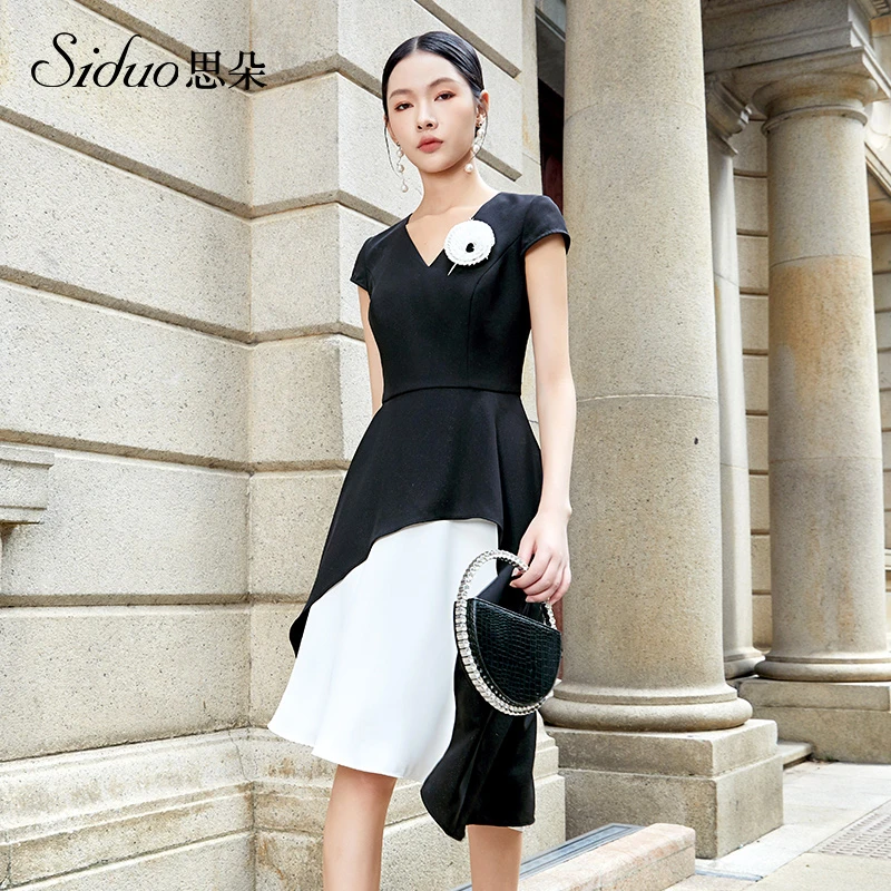 【彩轩】S23255 气质时尚显瘦优雅宴会高贵名媛主持人礼服连衣裙