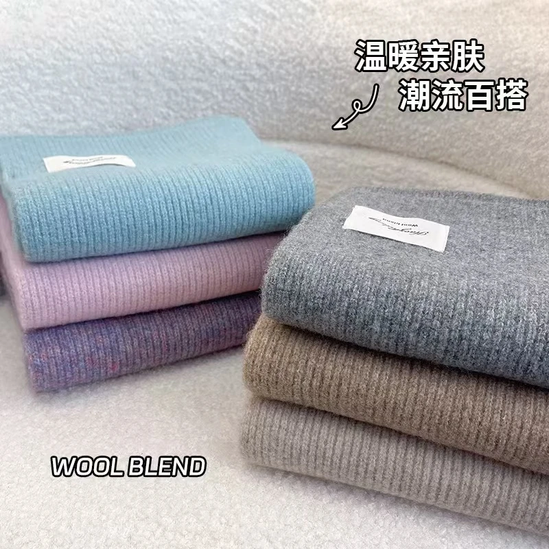 爆款羊毛混纺秋冬保暖韩系氛围感时尚百搭ins显白围巾不扎脖