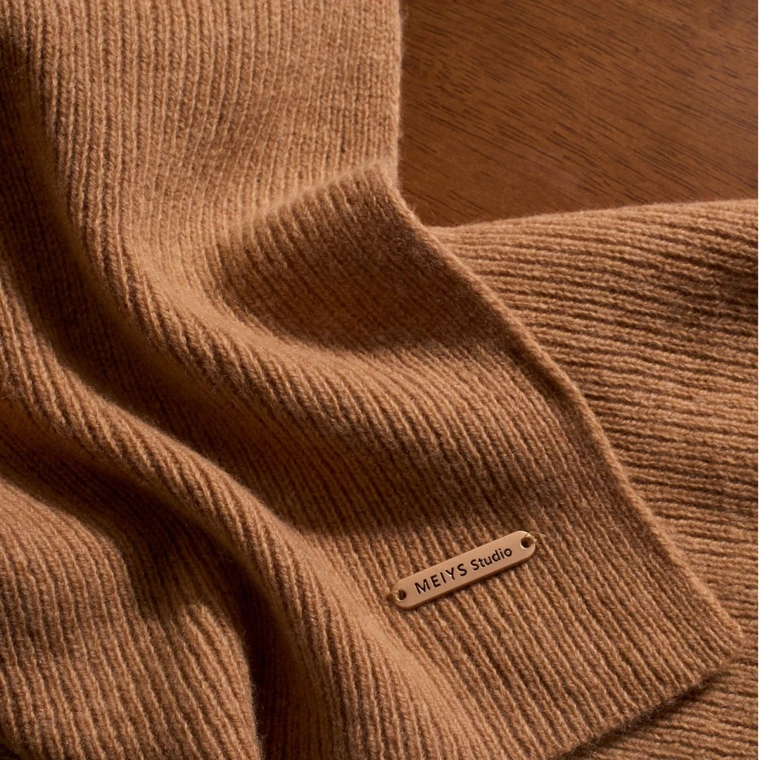 Y2420秋冬保暖金属标纯羊毛围巾百搭时尚羊毛围巾