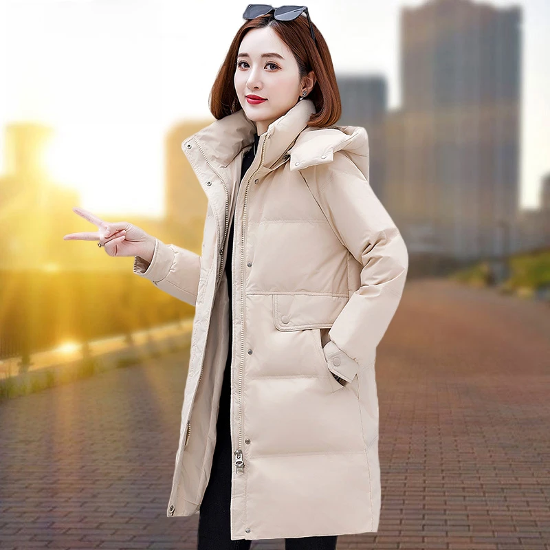 白鸭绒羽绒服女士中长款2023年新款冬季爆款高端时尚洋气加厚外套