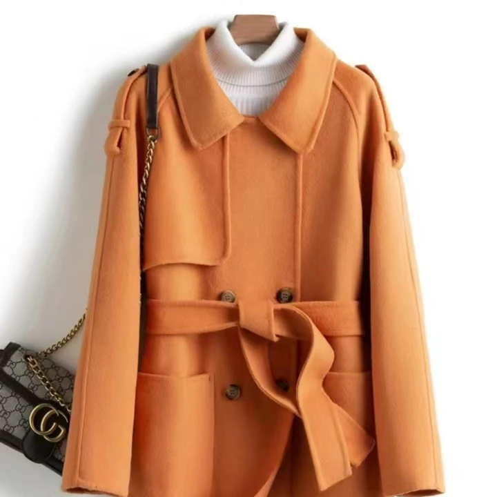 秋装新款【娃娃领 】韩版羊毛大衣外套显瘦百搭气质双面呢 W