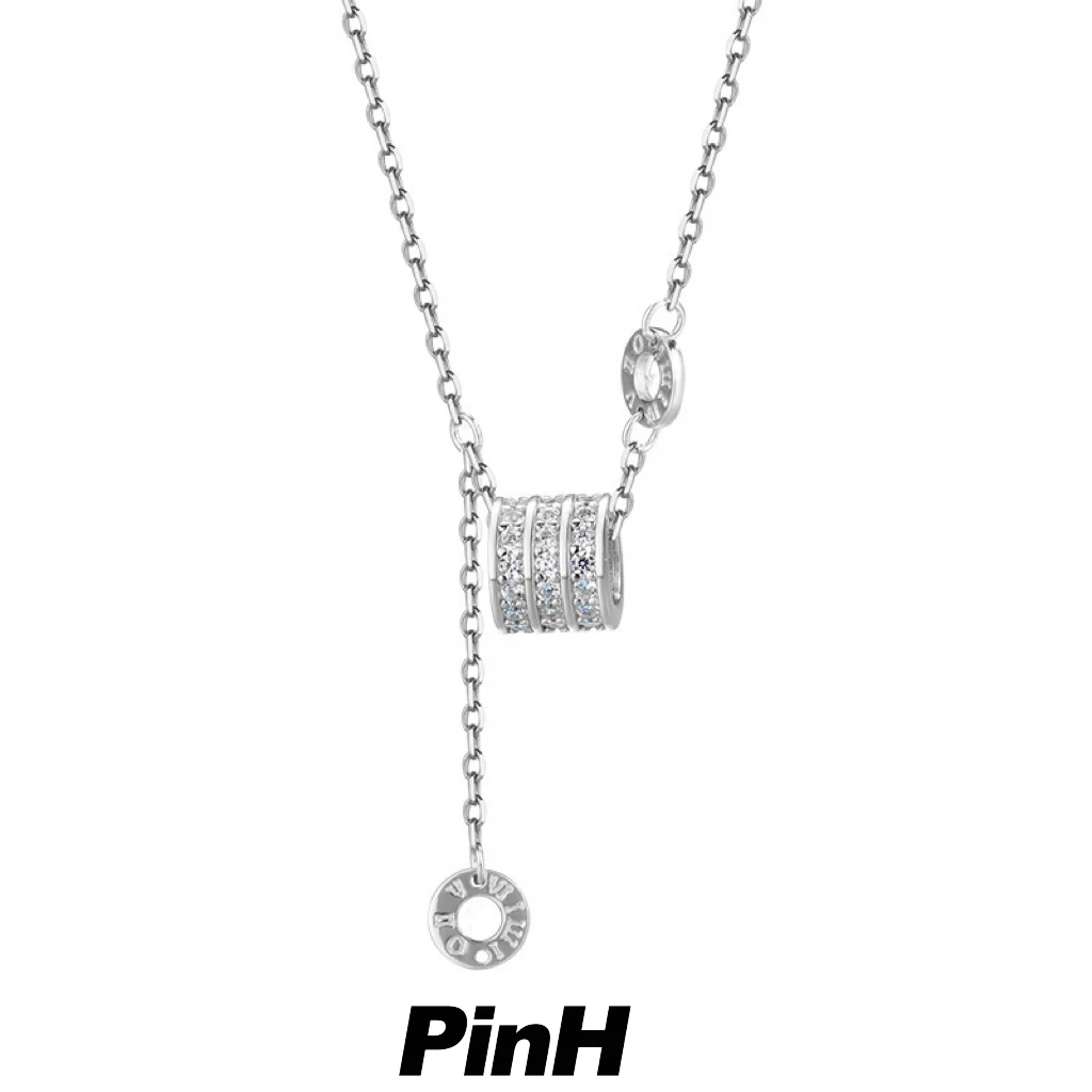 吊坠925银锆石 【PinH】925银小蛮腰镶钻时尚百搭锁骨链气质吊坠