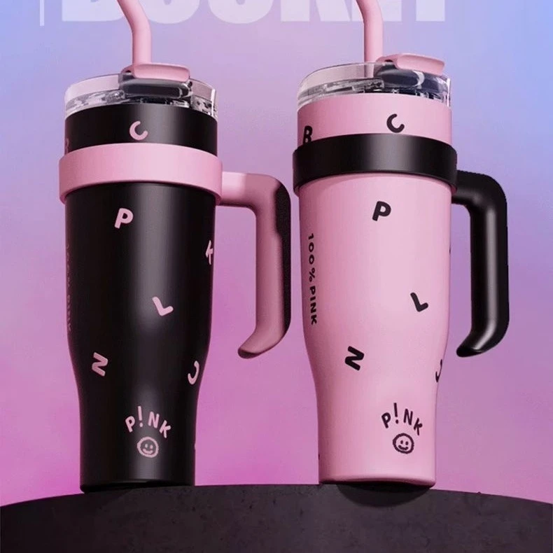 新款大容量巨无霸吸管杯网红高颜值创意情侣礼品手柄杯保温保冷杯