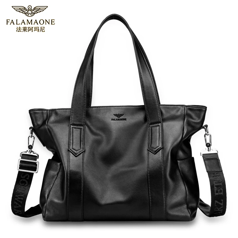 法莱阿玛尼正品高端真皮头层牛皮休闲男士手提包公文包出差电脑包
