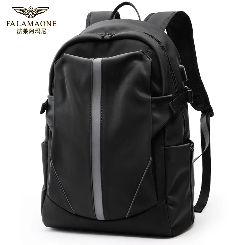 法莱阿玛尼正品男士高端潮流户外休闲多功能电脑大容量书包双肩包
