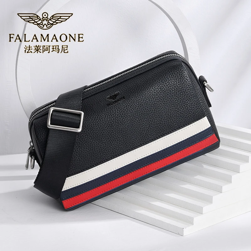 FALAMAONE/法莱阿玛尼正品男士爆款真皮单肩斜跨包商务牛皮小背包