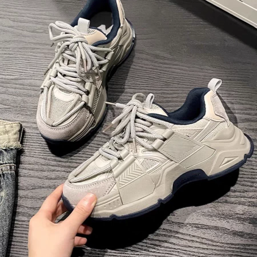 韩系老爹鞋女秋季新款2025ins潮百搭厚底復古显脚小休闲运动鞋女