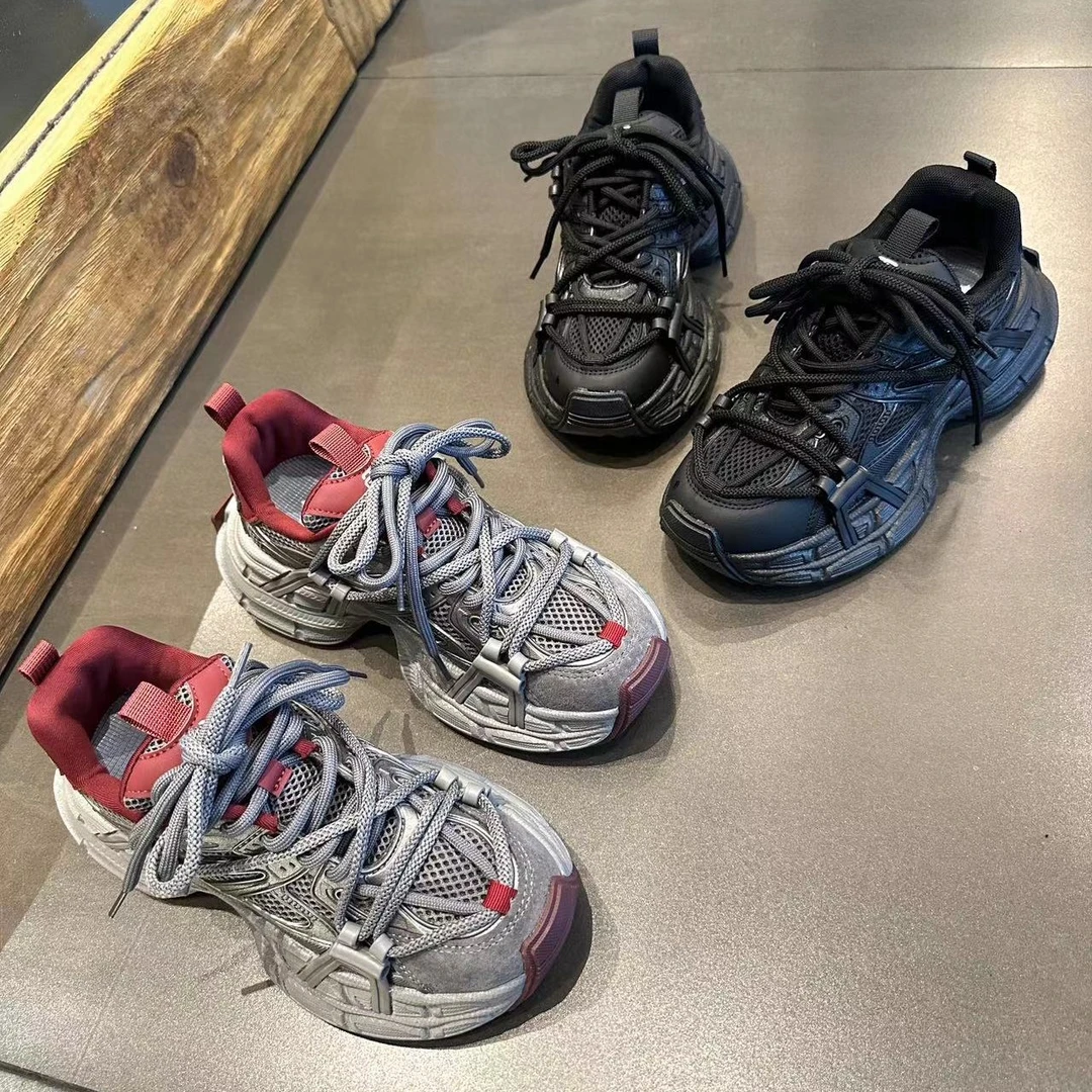 厚底百搭轻便运动鞋女2025春秋新款复古小个子港风增高炸街老爹鞋