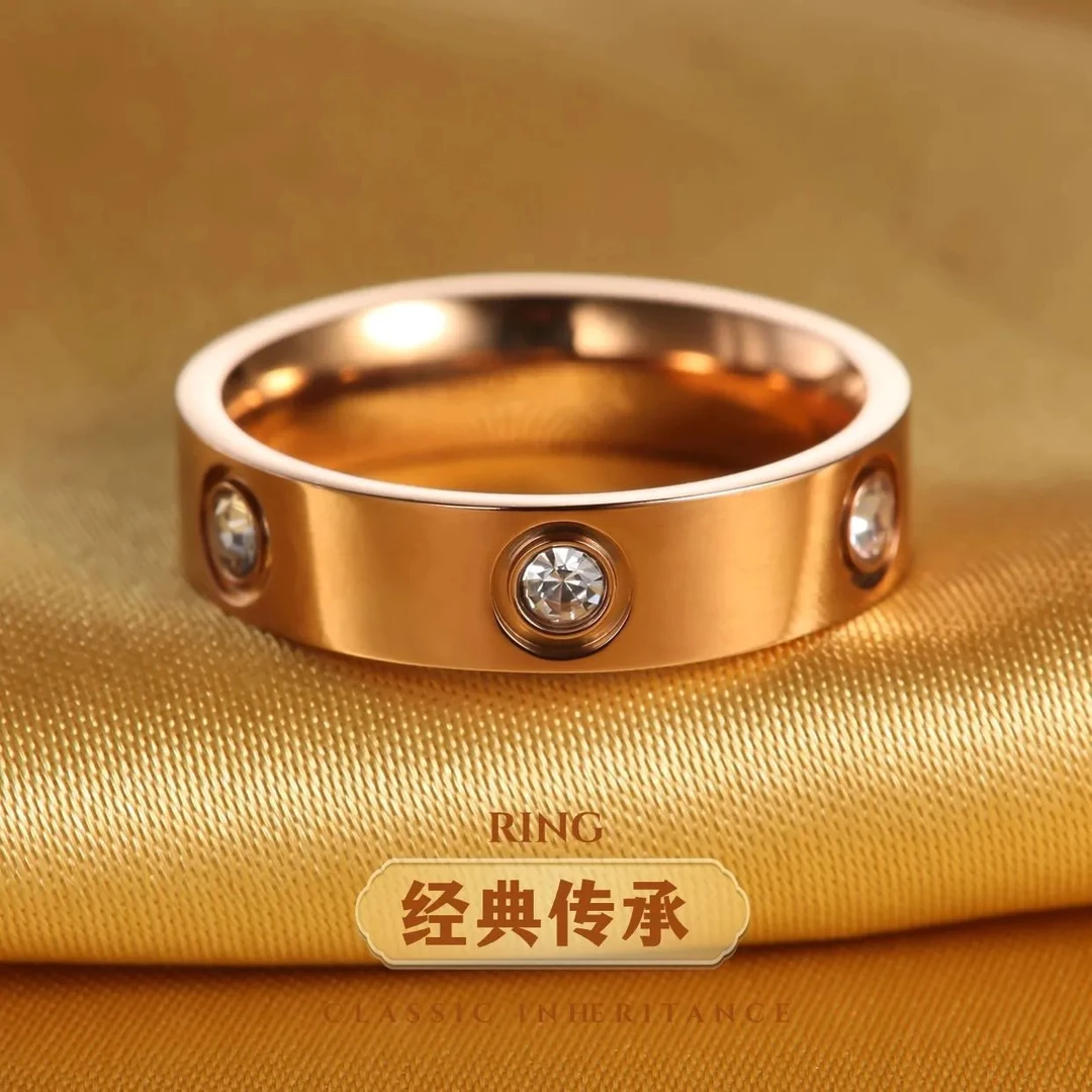 钛钢莫桑石戒指 经典轻奢高级感戒指时尚气质指环情侣对戒不掉色