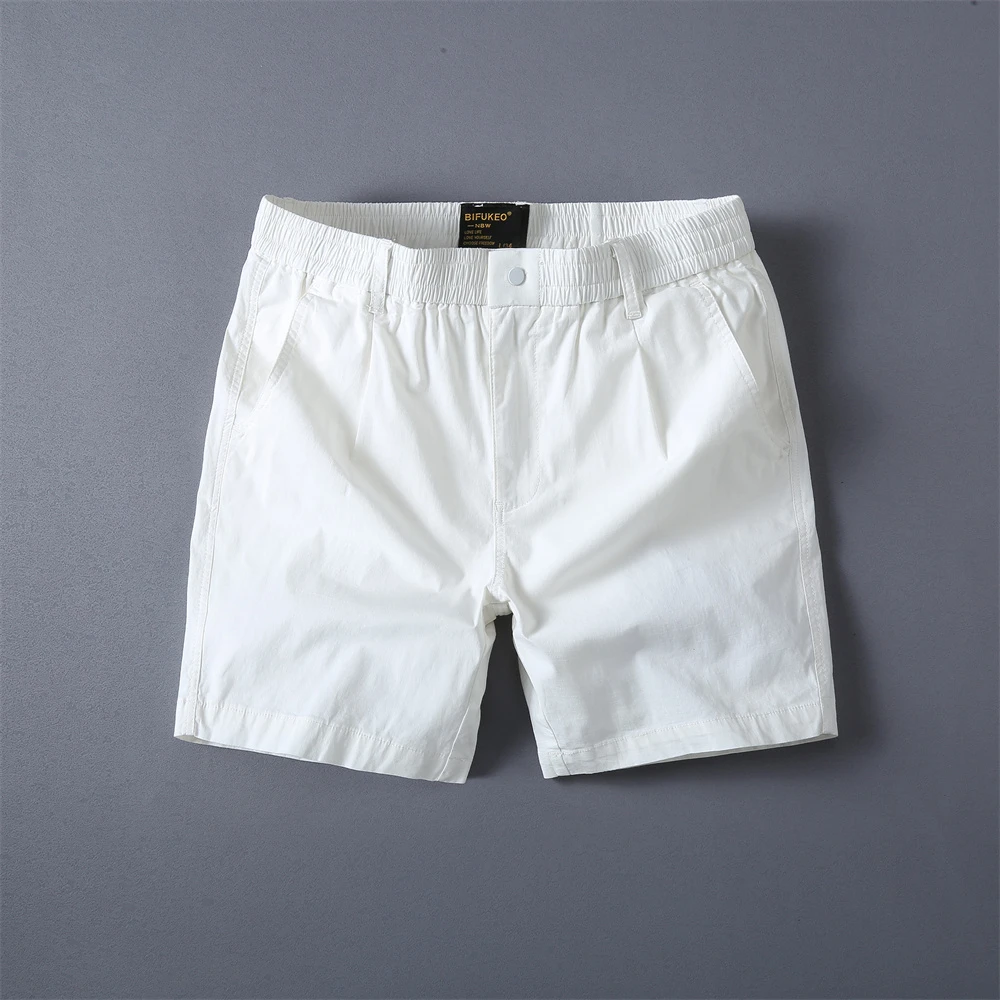 夏季薄款纯色四分裤男士跑步运动沙滩裤松紧腰修身休闲工装短裤男