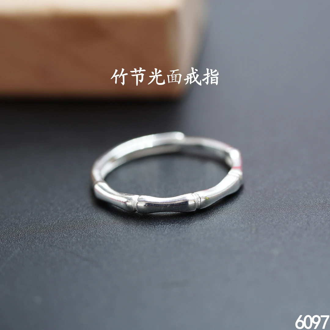 足银戒指 苗乐足银竹节光面活口戒指小巧精致素款